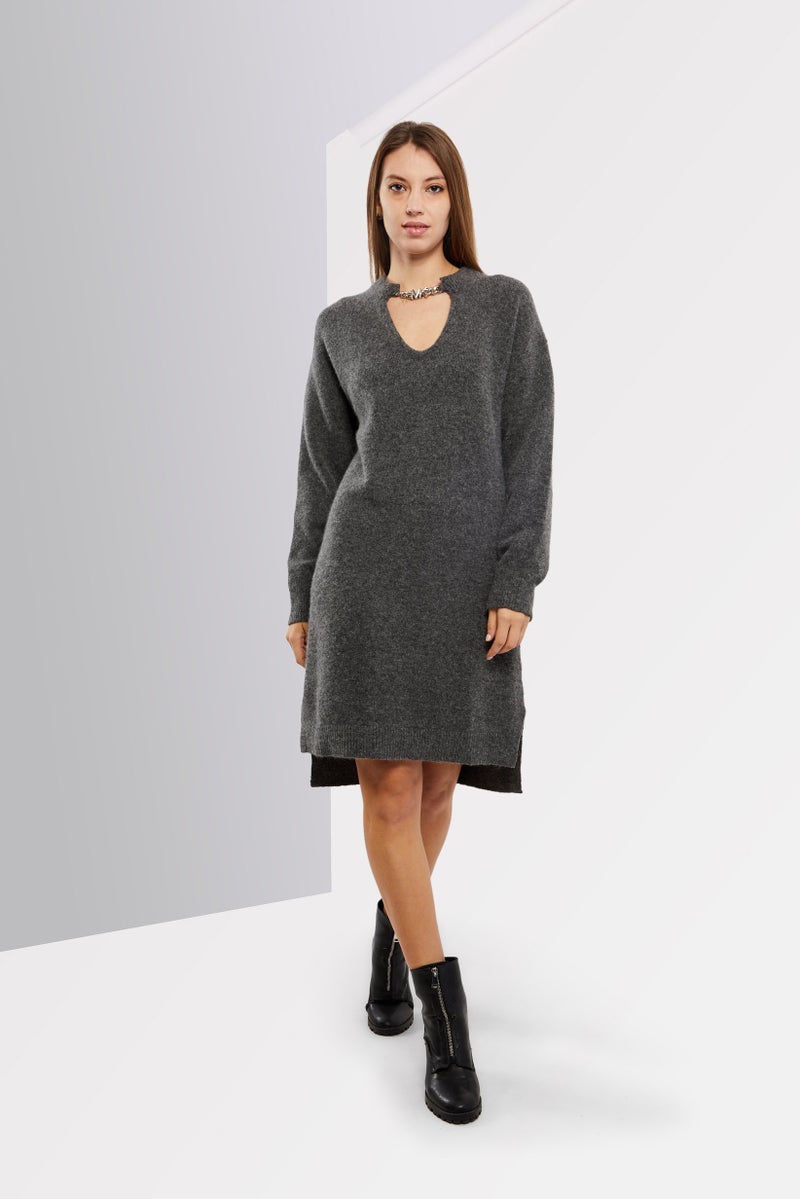 Michael Kors Women Knitted Long Sleeve Sweater Dress, Berby Heather - Image 2