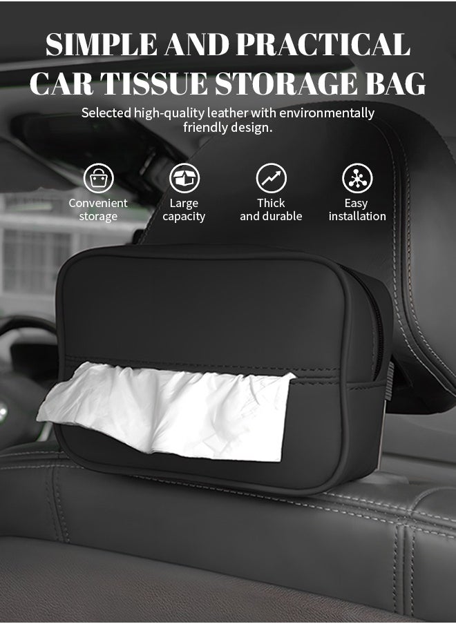 Generic Leather Car Tissue Holder, Waterproof Car Napkin Holder, Car Tissue Holder With Zipper, Tissue Dispenser, Car Decoration Accessories For Toyota, Changan, Mazda, Hyundai, Kia Car Accessories 3.14x4.7  - Image 2