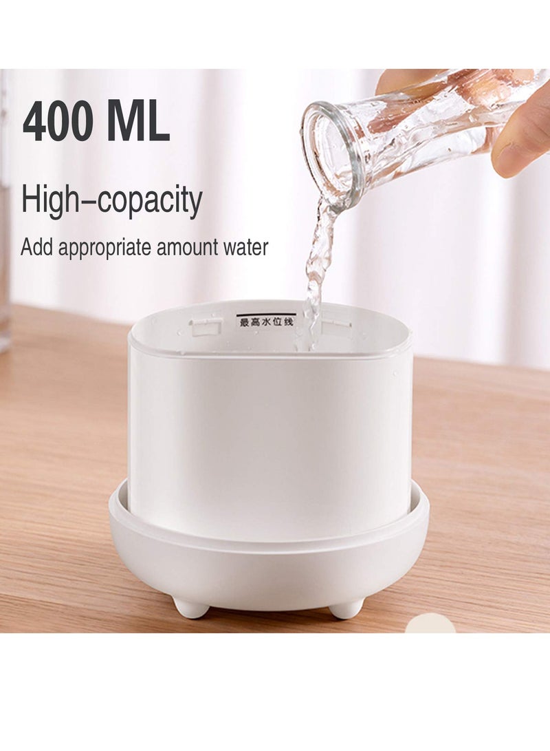 SYOSI Humidifier For Baby, Humidifiers For Bedroom, Small Humidifier Plant Humidifier For Office With High And Low Mist Settings, 2 Mist Modes, Super Quiet, Up To 12 Hours White   400ml - Image 2