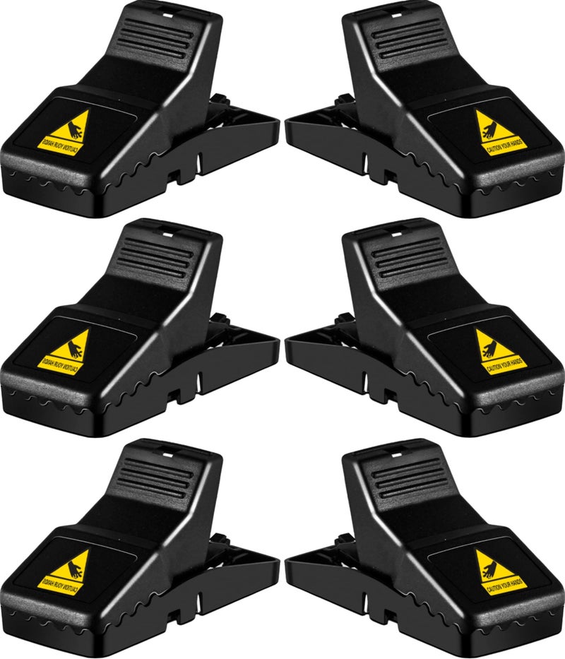 Feeke Rat Trap, Large Mouse Traps, Mouse Traps Indoor for Home, Instant Kill Traps for Mouse Rat Chipmunk, Quick Set Up and Reusable - 6 Pack, Black - Image 1