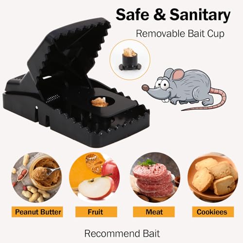 Feeke Rat Trap, Large Mouse Traps, Mouse Traps Indoor for Home, Instant Kill Traps for Mouse Rat Chipmunk, Quick Set Up and Reusable - 6 Pack, Black - Image 5
