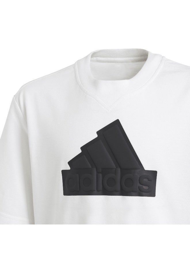 Adidas U Fi Logo T White Training T-Shirts 7-8Y - Image 4
