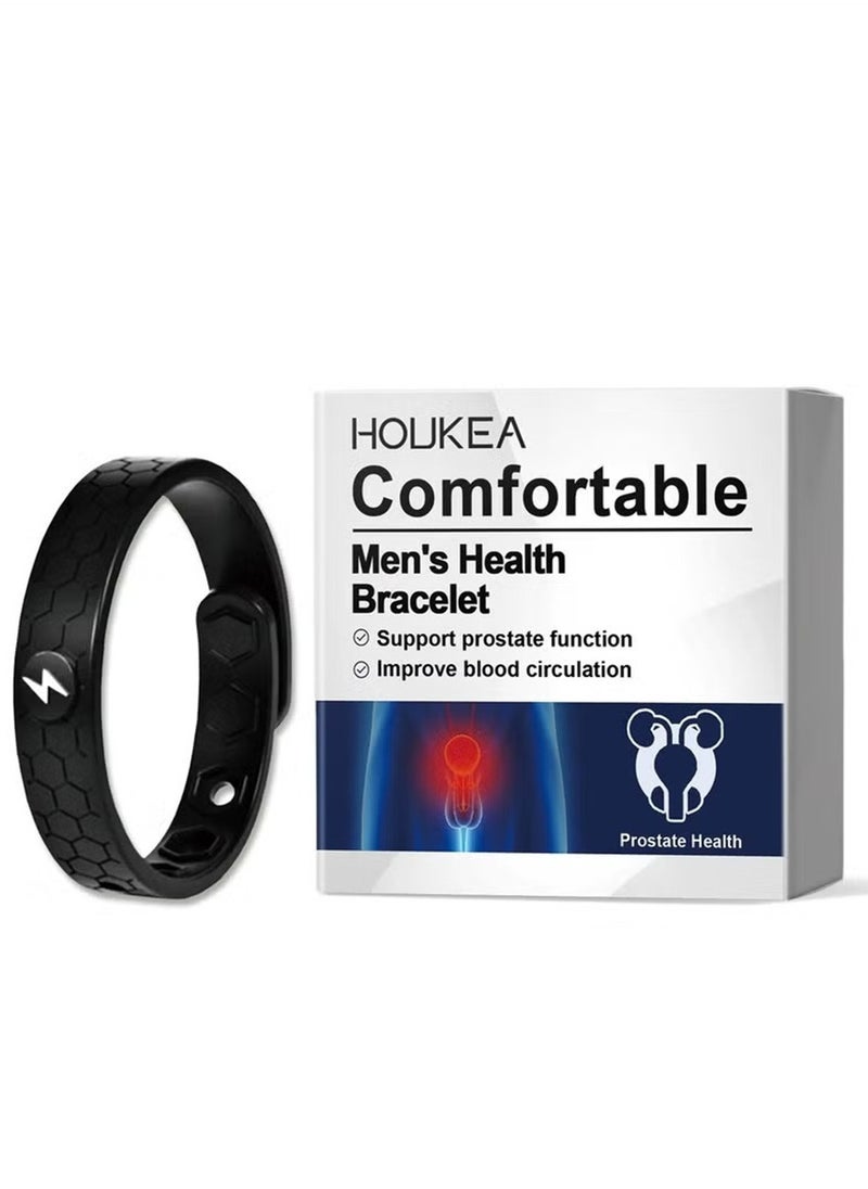 Houkea Men's Health Magnetic Bracelet - Copper Prostate Support & Circulation Enhancer (Black, Adjustable)  - Image 1