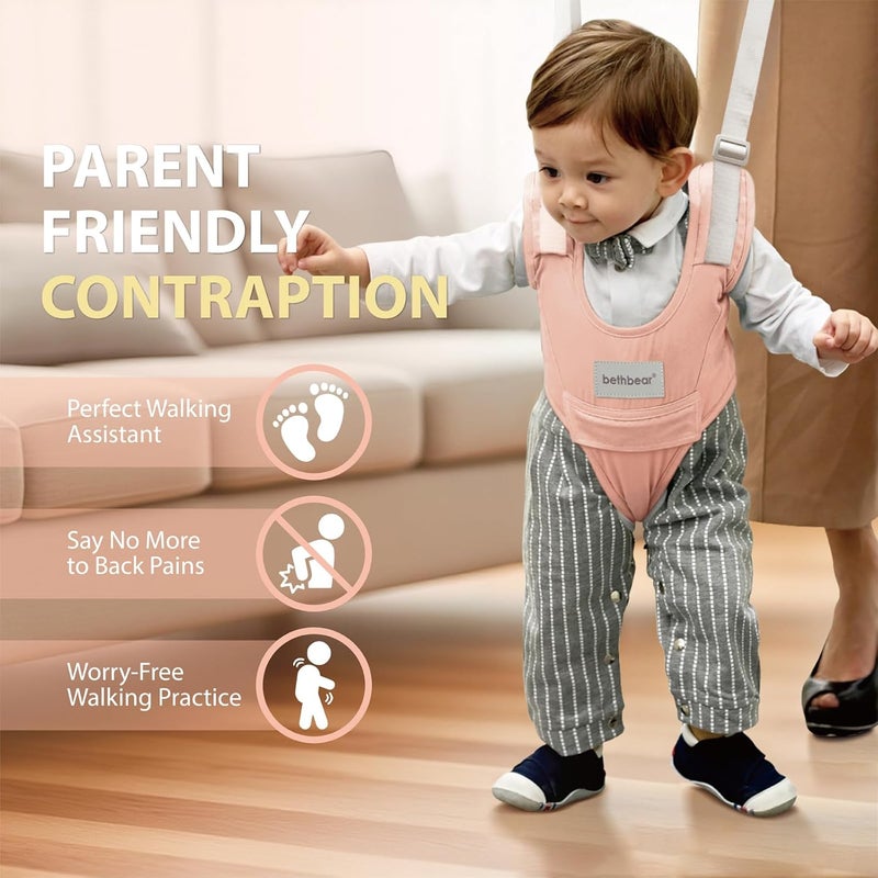 Bethbear Baby Walking Harness-Handheld Assistant Belt- Toddler Infant Walking Aid for Trainer & Support 7-24 Month Old (All Seasonr-Pink-1819) - Image 2
