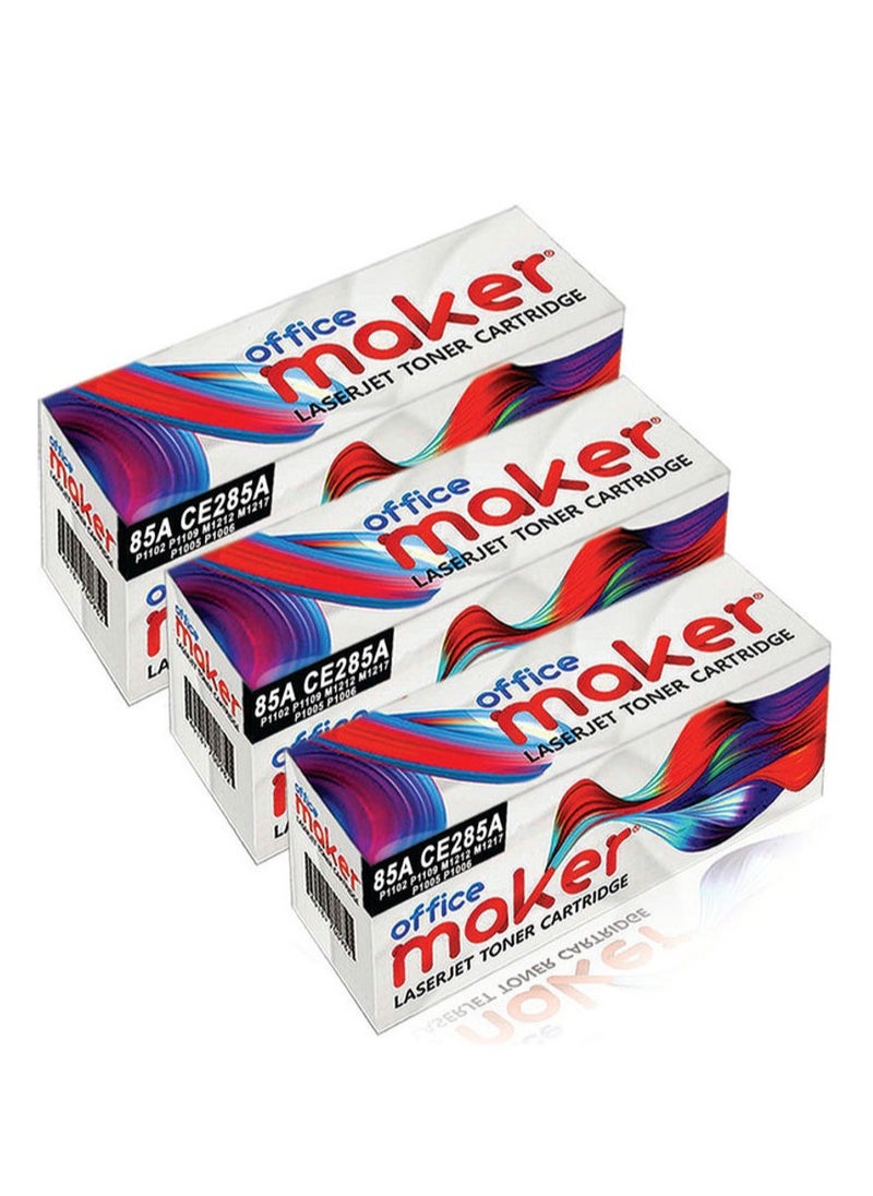 أوفيس ميكر خرطوشة حبر ليزر جيت 3 عبوات من Office Maker لطابعة 85A CE285A باللون الأسود  - Image 2