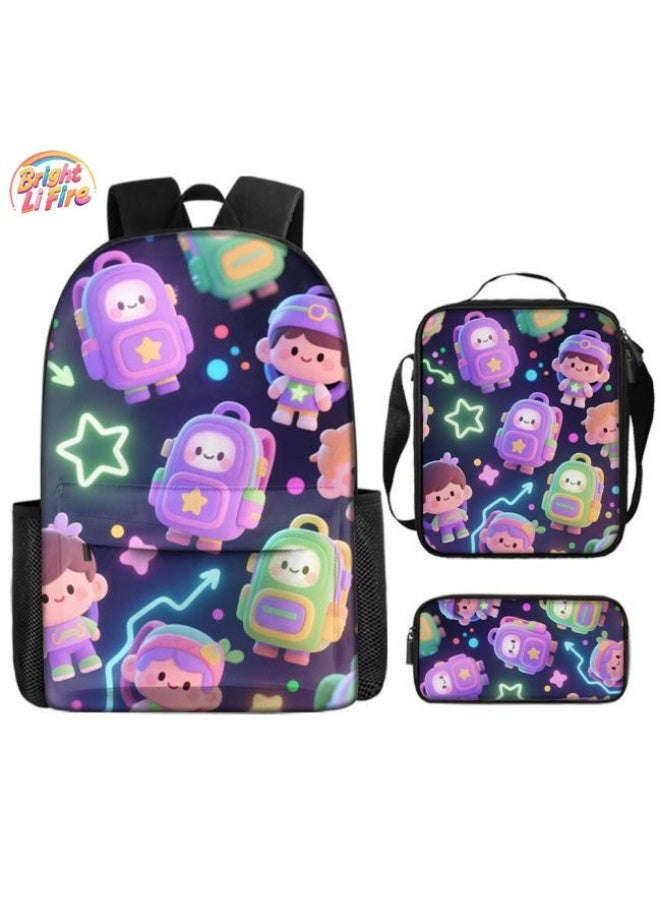 Bright Li Fire Cute cartoon bag set | shoulder + handbag + stationery bag | school season/holiday gift hot recommendation  - Image 1