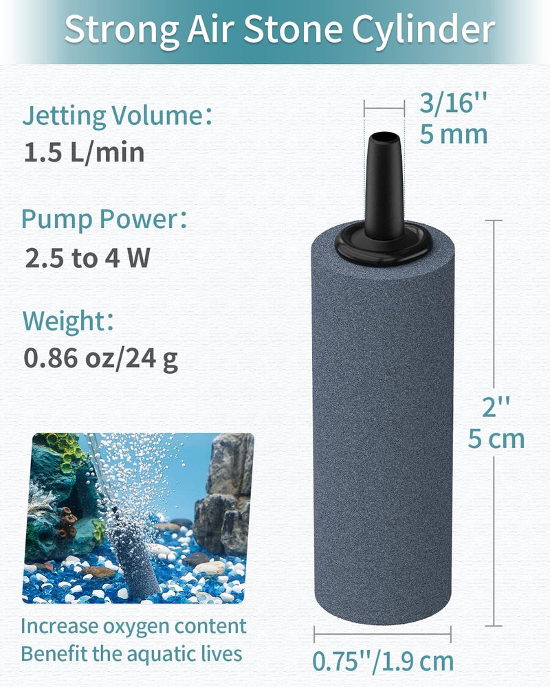Pawfly Aquarium Air Stone Bubbler 2 Inch Cylindrical Bubble Release Tool Oxygen Diffuser for Air Pump Fish Tank Bucket Small Pond and DWC Reservoir, 10 Pack - Image 3