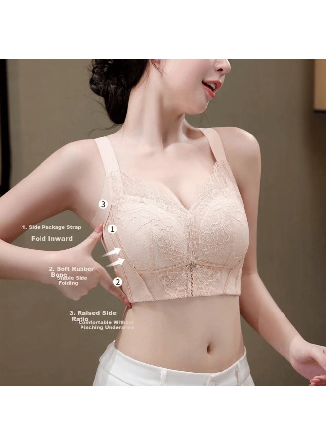 GRACEWELL Tingmei Lace Push-up Shaping Bra For Small Bust, Side Support, Lift, Anti-sagging, Fixed Cup, XL - Image 1