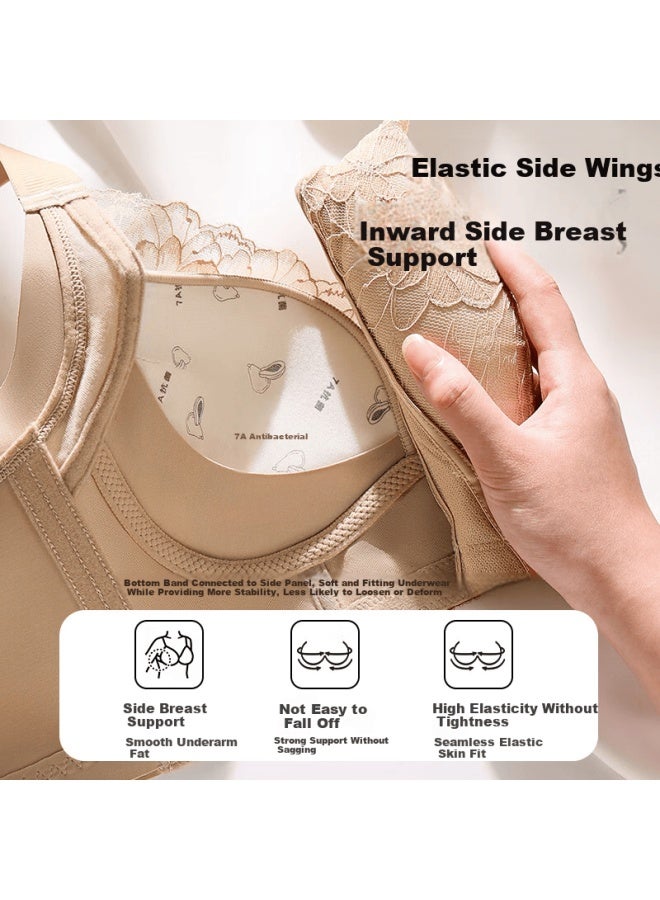 GRACEWELL Tingmei Lace Push-up Shaping Bra For Small Bust, Side Support, Lift, Anti-sagging, Fixed Cup, XL - Image 5