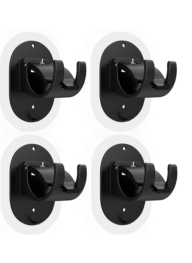 erorex Self Adhesive Curtain Rod Bracket，Universal Plastic Curtain Rod Holders，Curtains rods no Drilling Self Adhesive Curtain Rod Holders，Suitable for Kitchen, Bathroom, Room(4 Pieces, Black)  - Image 1