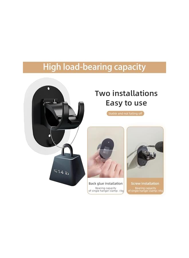 erorex Self Adhesive Curtain Rod Bracket，Universal Plastic Curtain Rod Holders，Curtains rods no Drilling Self Adhesive Curtain Rod Holders，Suitable for Kitchen, Bathroom, Room(4 Pieces, Black)  - Image 3