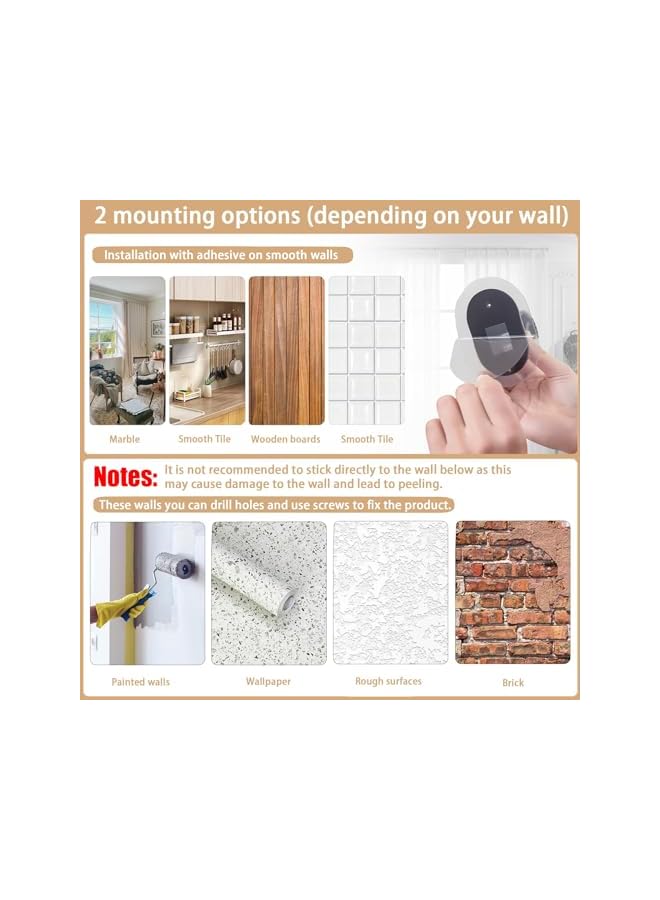 erorex Self Adhesive Curtain Rod Bracket，Universal Plastic Curtain Rod Holders，Curtains rods no Drilling Self Adhesive Curtain Rod Holders，Suitable for Kitchen, Bathroom, Room(4 Pieces, Black)  - Image 4