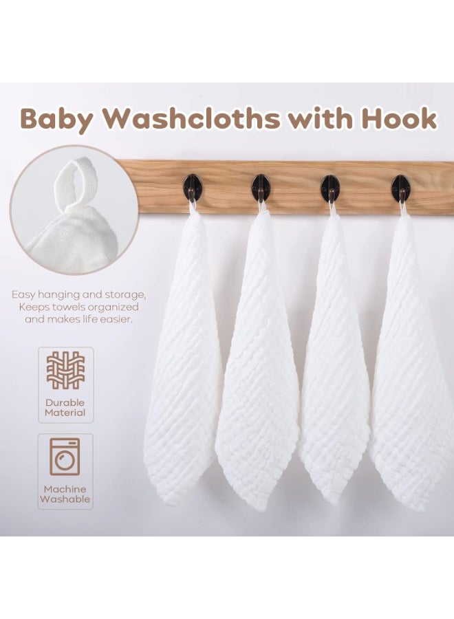 Yoofoss Muslin Baby Washcloths 100% Cotton Face Towels 10 Pack Wash Cloths for Baby 12x12in Soft and Absorbent Baby Wipes (White) - Image 5