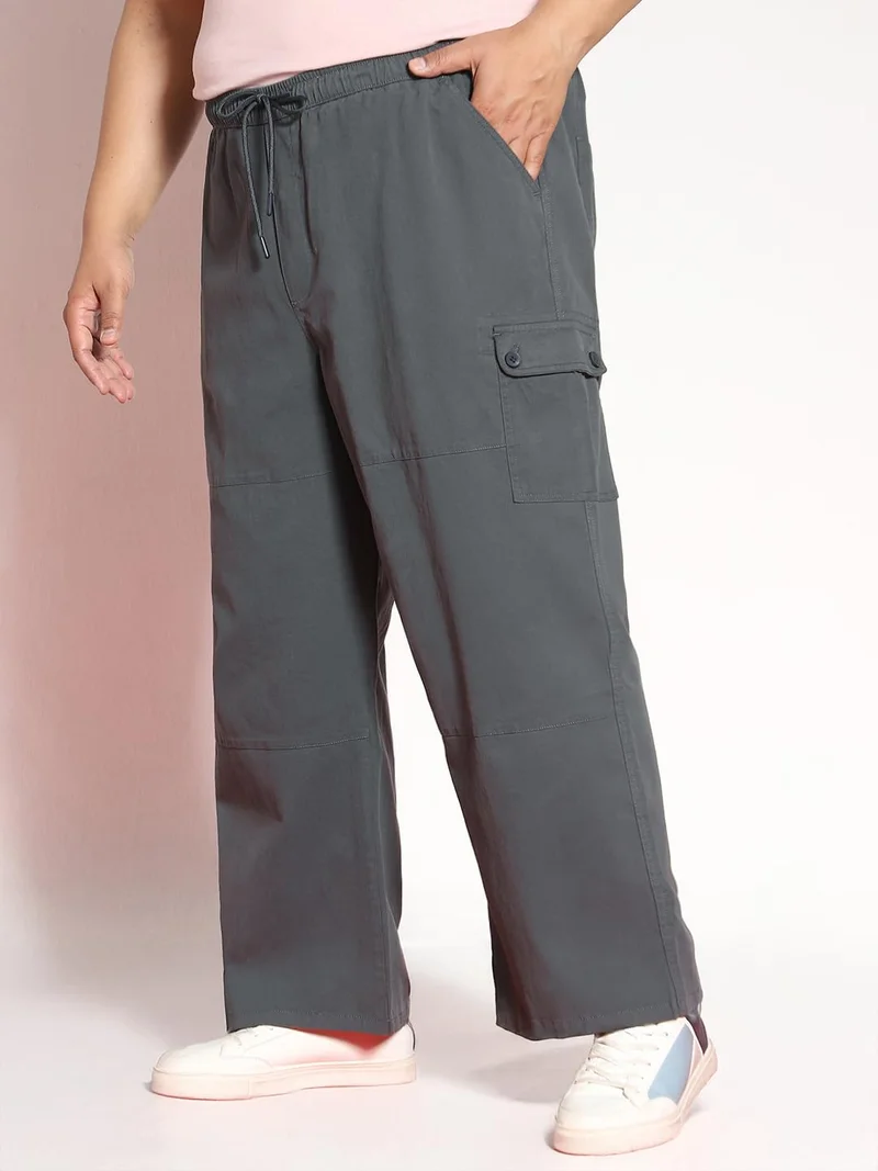 أوربانو فاشن Urbano Plus Men's Steel Grey Loose Baggy Fit Cargo Jogger Chino Pant with 6 Pockets Stretchable