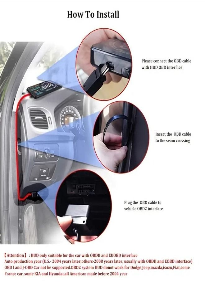 Generic 5.5in HD Car Head-up Display: OBD2 Speedometer & Alarm Accessories for Enhanced Driving  - Image 4