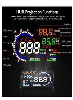 Generic 5.5in HD Car Head-up Display: OBD2 Speedometer & Alarm Accessories for Enhanced Driving  - Image 5