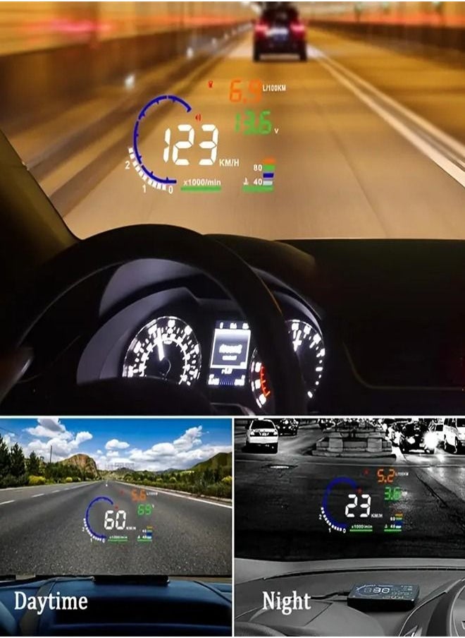 Generic 5.5in HD Car Head-up Display: OBD2 Speedometer & Alarm Accessories for Enhanced Driving  - Image 2