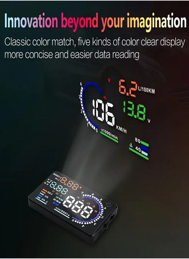 Generic 5.5in HD Car Head-up Display: OBD2 Speedometer & Alarm Accessories for Enhanced Driving  - Image 3