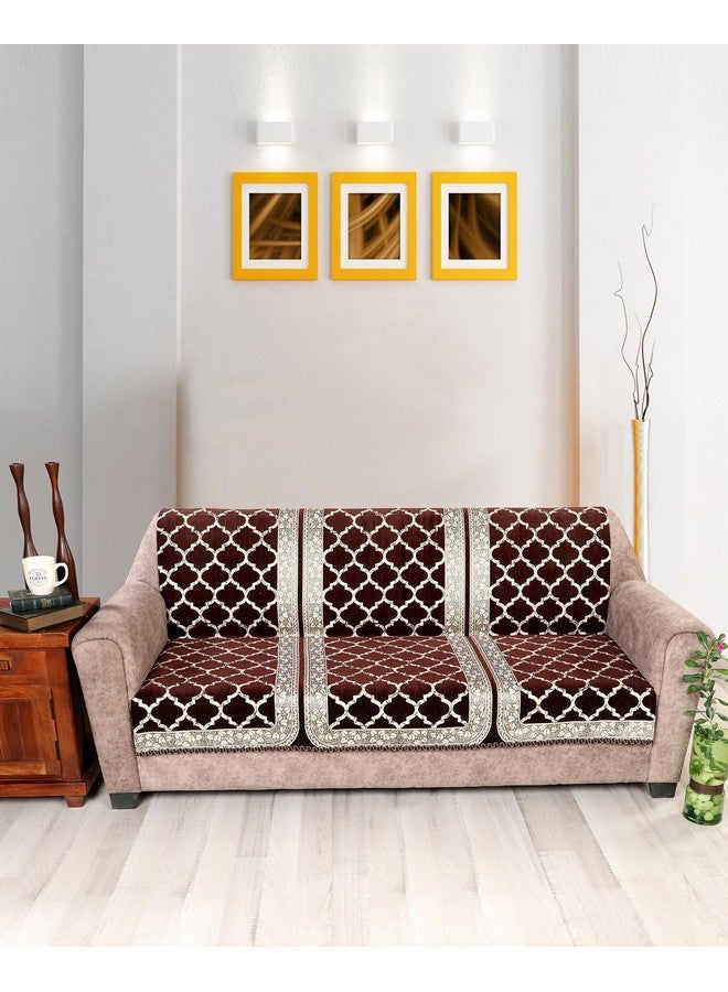 Nendle Modern Velvet Sofa Covers 3 Seater and 2 Seater Combined Sofa Seat and Back Cover|Anti-Slip Sofa Covers for Living Room (Brown, Pack of 3) - Image 3