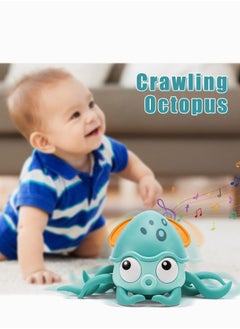 YUNSYE Crab Toy Crawling , Interactive Tummy Time Crab Toy with Music, Lights and Obstacle Avoidance Feature, USB Rechargeable Dancing Toy for Babies Boys Girls (Light Green)  - Image 2