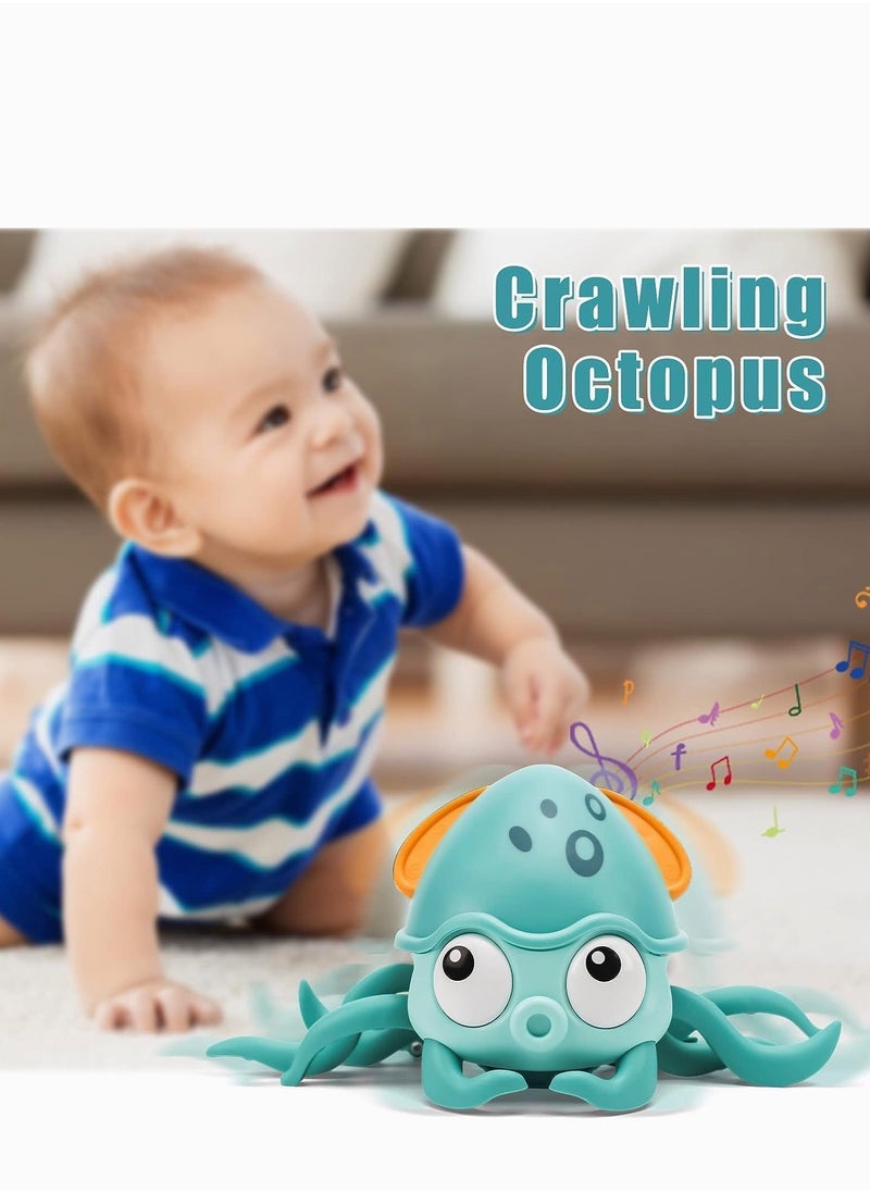 YUNSYE - Crab Toy Crawling , Interactive Tummy Time Crab Toy with Music, Lights and Obstacle Avoidance Feature, USB Rechargeable Dancing Toy for Babies Boys Girls (Light Green) - Image 1