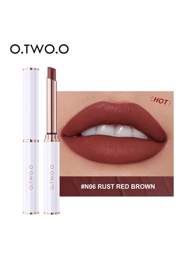 أو.تو.أو أحمر شفاه O.TWO.O أحمر شفاه مخملي غير لامع طويل الأمد بأنبوب رقيق أحمر شفاه عالي التشبع - Image 1