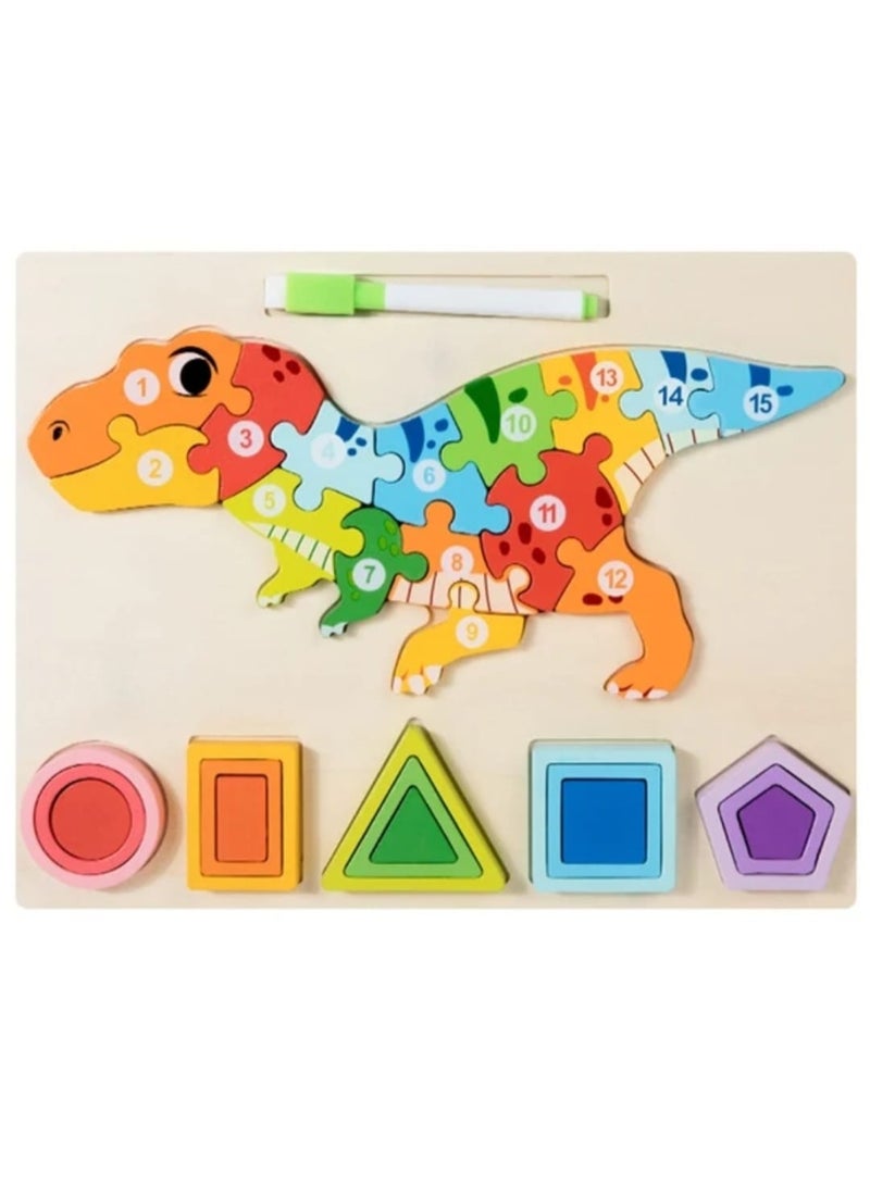 i diD 3D Puzzles Learning Game Educational Drawing Board Toy Kids Montessori Geometric Shape Matching Wooden Toys - Image 1