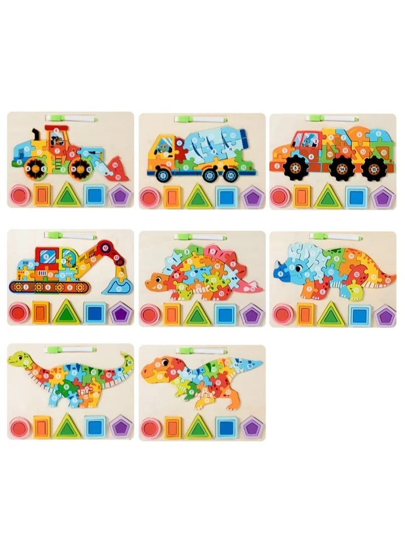 i diD 3D Puzzles Learning Game Educational Drawing Board Toy Kids Montessori Geometric Shape Matching Wooden Toys - Image 4