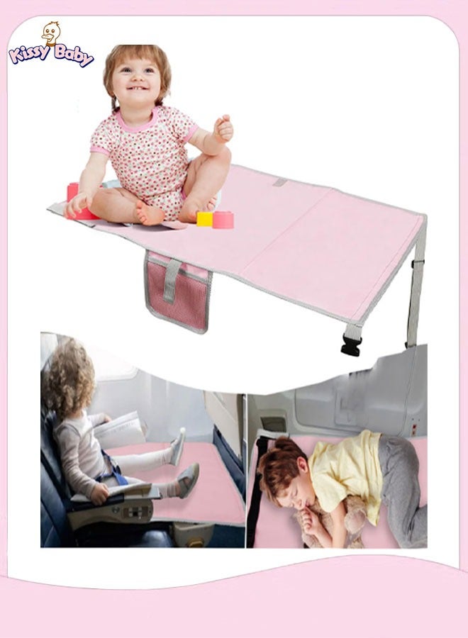 Kissy Baby Toddler Airplane Bed, Kids Airplane Seat Extender Travel, Kids Airplane Travel Essentials, Must Have for Toddlers, Portable Plane Bed for Flights (Pink) - Image 1