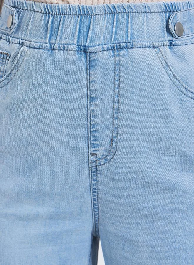 ستايلي جينز سادة بأرجل واسعة قابل للتمدد