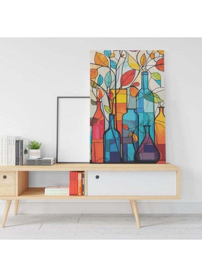 Home Gallery - Retro Bottles and Vases Colorful Printed Canvas wall art - Image 1