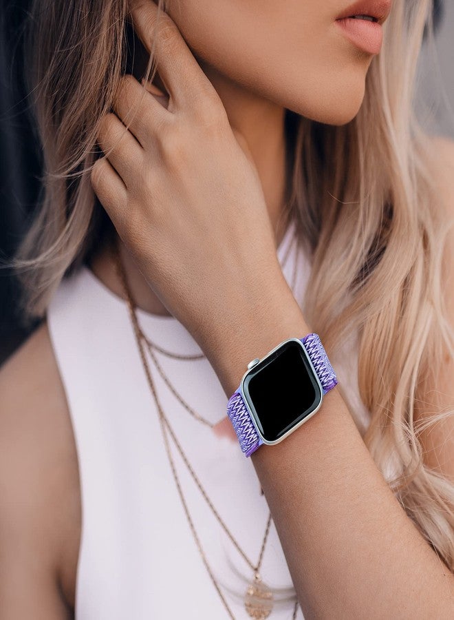SAMYERLEN Stretchy Braided Solo Loop Compatible for Apple Watch Band 38mm 40mm 41mm 42mm 44mm 45mm 46mm 49mm Adjustable Elastic Nylon for iWatch Series 11 10 9 8 7 6 5 4 3 2 SE 3 SE 2 SE Ultra 3 Ultra 2 Ultra Purple - Image 4