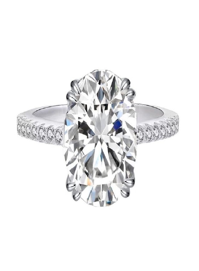 GUIDECUN 5.0ct Classic Shiny Oval Cut Cubic Zirconia Engagement Rings Solitaire Halo Promise Ring for Women Size 6-10 (US size 8) - Image 1