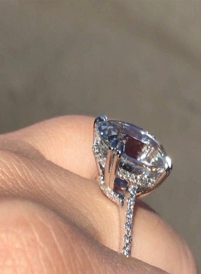 GUIDECUN 5.0ct Classic Shiny Oval Cut Cubic Zirconia Engagement Rings Solitaire Halo Promise Ring for Women Size 6-10 (US size 8) - Image 3