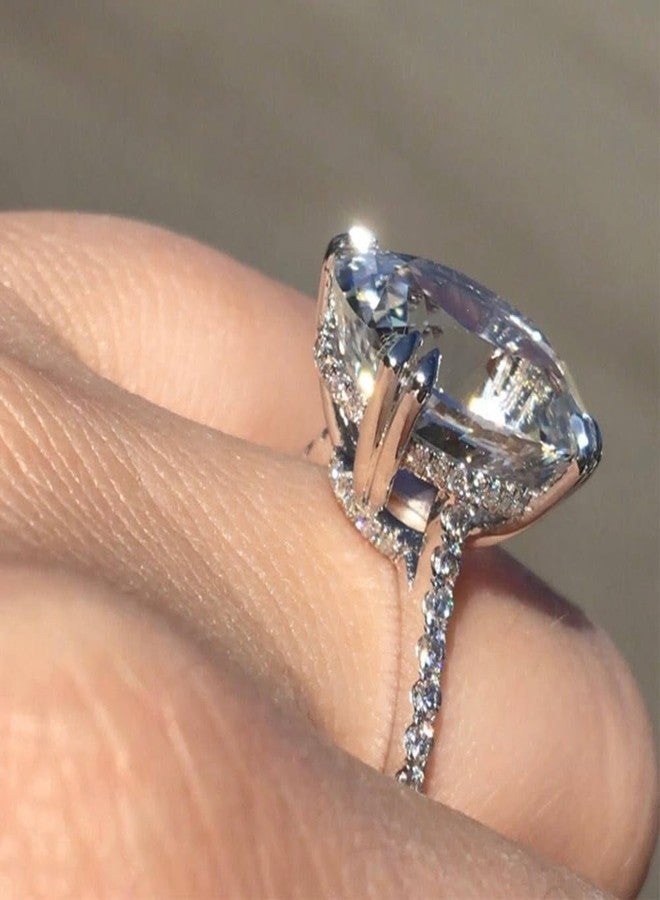 GUIDECUN 5.0ct Classic Shiny Oval Cut Cubic Zirconia Engagement Rings Solitaire Halo Promise Ring for Women Size 6-10 (US size 8) - Image 5