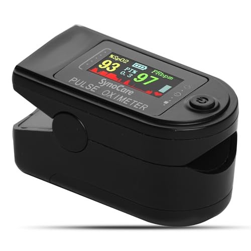 SYNOCARE Fingertip Pulse Oximeter, Blood Oxygen Saturation (SpO2) Monitor with Heart Rate Sensor & 4-Color TFT Display, Portable Oximeter for Home Use – Black (Battery Included) - Image 1