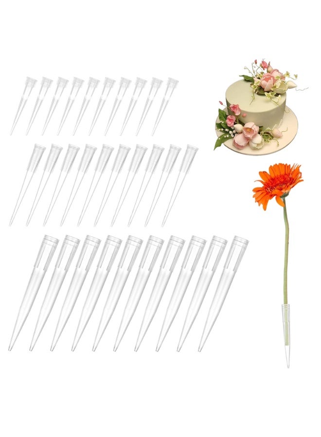 SUNSAR 90Pcs Plastic Flower Stems Tube Holder Fresh Flower Cake Spikes Pointed End Flowers Arrangement Holders(3 Sizes) - Image 1