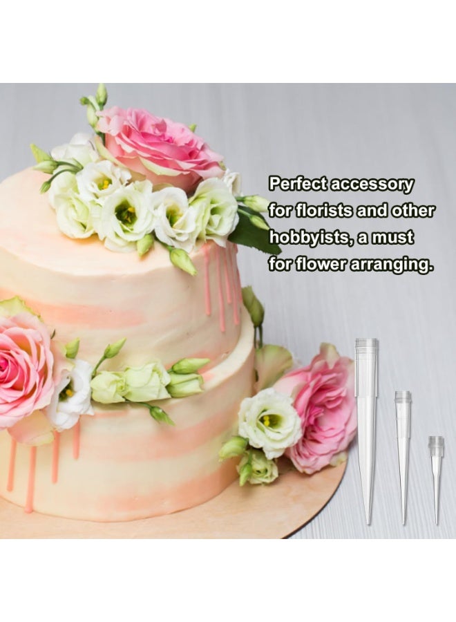 SUNSAR 90Pcs Plastic Flower Stems Tube Holder Fresh Flower Cake Spikes Pointed End Flowers Arrangement Holders(3 Sizes) - Image 3