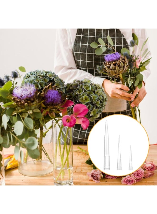 SUNSAR 90Pcs Plastic Flower Stems Tube Holder Fresh Flower Cake Spikes Pointed End Flowers Arrangement Holders(3 Sizes) - Image 5
