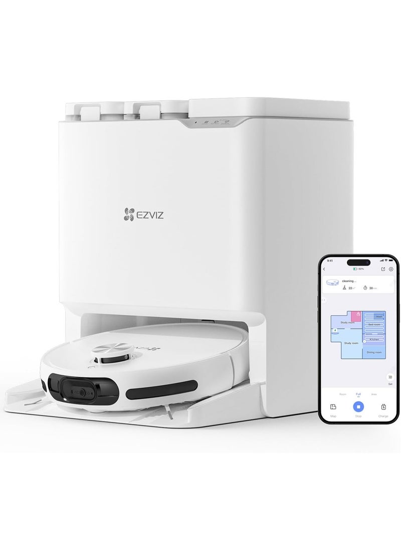 EZVIZ EZVIZ RS20 Pro Robot Vacuum Cleaner with All-in-One Auto Station – 7200Pa Suction, Hot Water Mop Washing, Self Emptying, AI Obstacle Avoidance, Pet-Friendly, Carpet Detection – White  - Image 1