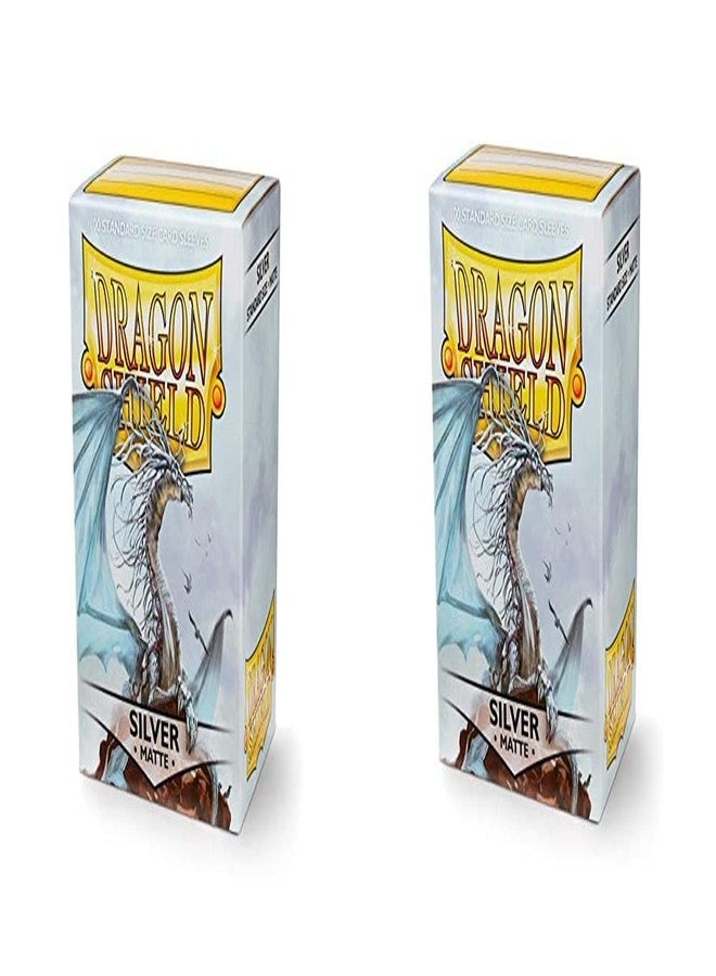 dragon shield 2 Packs Dragon Shield Matte Silver Standard Size 100 ct Card Sleeves Value Bundle! … - Image 1