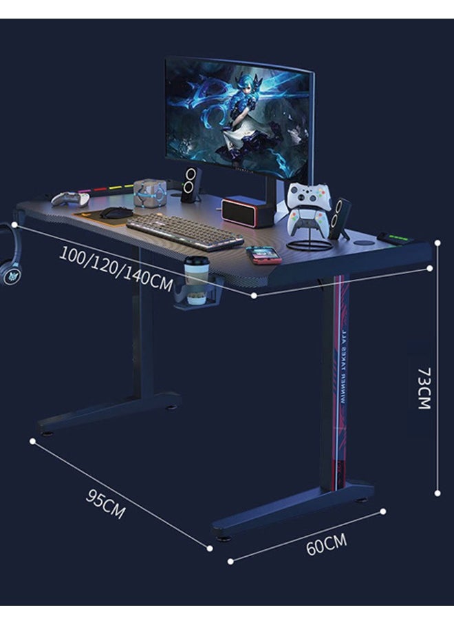 SILVER GERMANY - Computer Desk Desktop Home E-sports Table and Chair Bedroom Simple Table Workbench Desk Student Study Table Armor with RGB Light Belt - Image 1