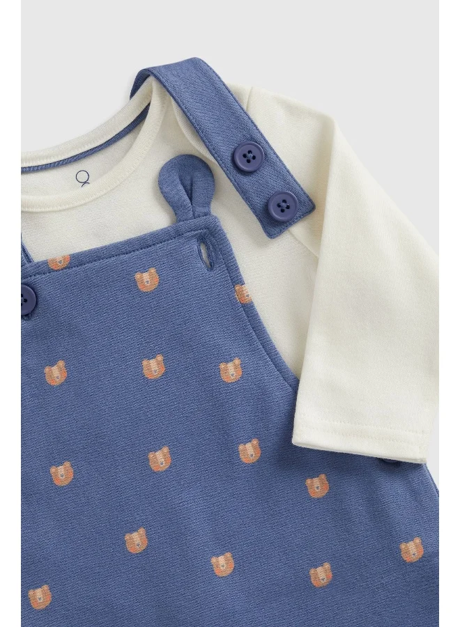 mothercare Bear Club Dungarees and Bodysuit Set