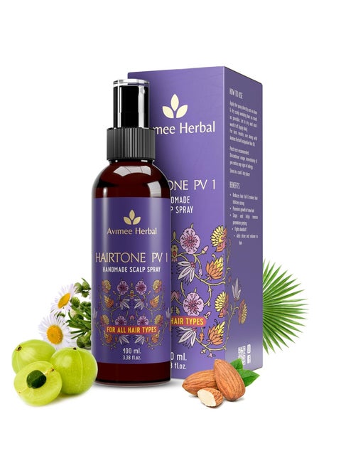 Avimee Herbal Hairtone PV 1 Scalp Spray | Natural DHT Blocker & Fights Hair Fall | With Rosemary, Saw Palmetto, Amla, Methi & Bhringraj Extracts | Serum For Men & Women | 100 ml
