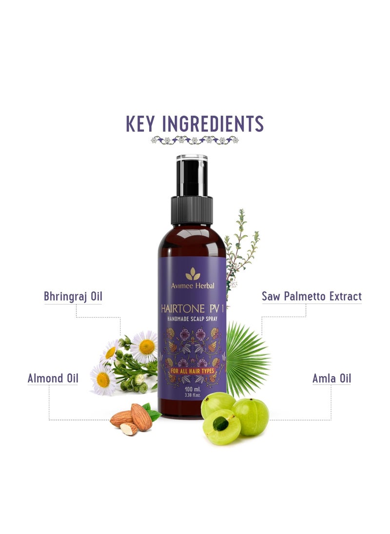 Generic - Avimee Herbal Hairtone PV 1 Scalp Spray | Natural DHT Blocker & Fights Hair Fall | With Rosemary, Saw Palmetto, Amla, Methi & Bhringraj Extracts | Serum For Men & Women | 100 ml - Image 1