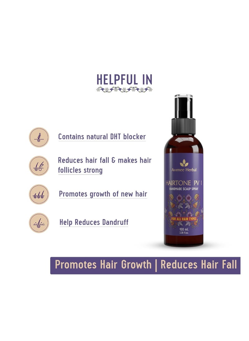 Generic - Avimee Herbal Hairtone PV 1 Scalp Spray | Natural DHT Blocker & Fights Hair Fall | With Rosemary, Saw Palmetto, Amla, Methi & Bhringraj Extracts | Serum For Men & Women | 100 ml - Image 1