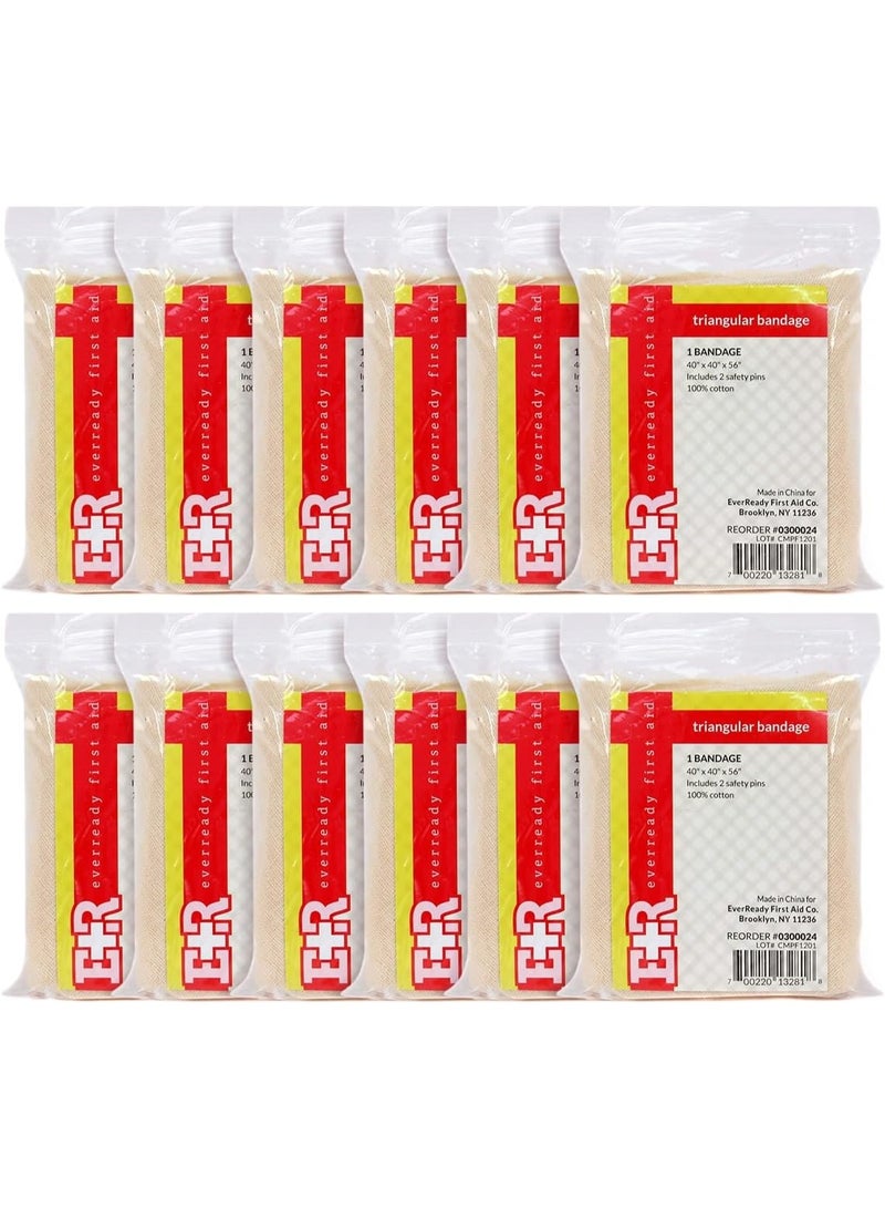 Ever Ready First Aid ضمادة مثلثية للإسعافات الأولية من إيفر ريدي، 40" × 40" × 56"، 12 قطعة - 100% قطن - Image 2