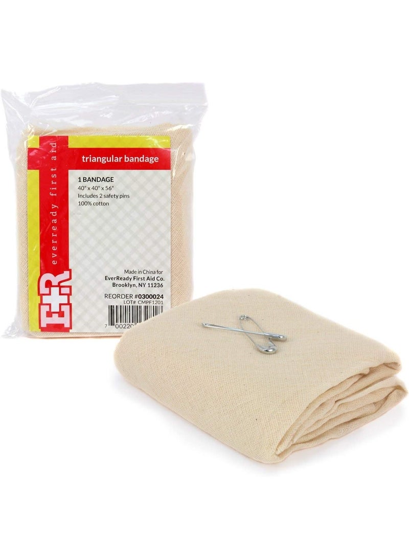 Ever Ready First Aid ضمادة مثلثية للإسعافات الأولية من إيفر ريدي، 40" × 40" × 56"، 12 قطعة - 100% قطن - Image 1
