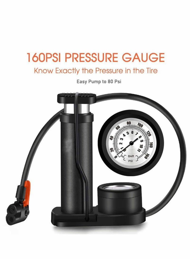 Barakah Bike Pump, Mini Portable Bicycle Foot Pump with Pressure Gauge,Bike Tire Air Pump with Gas Ball Needle for All Bike,Fits Presta & Schrader Valve - Image 5