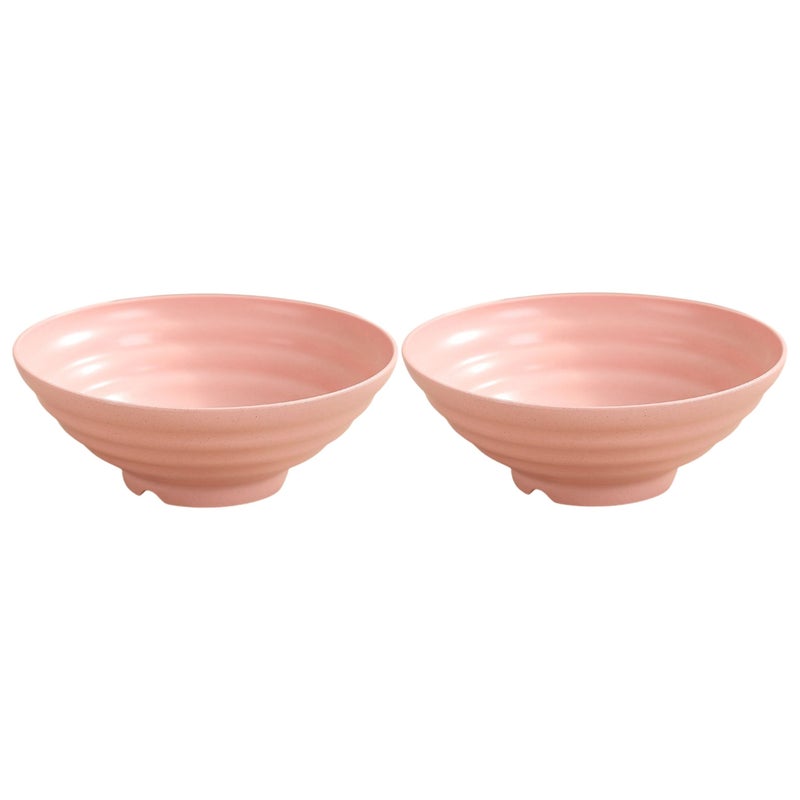 HENIJ® 10” Unbreakable Cereal Bowls Set, Wheat Straw Fiber Rice Bowls for Cereal, Salad, Soup, Ramen, Oatmeal Apply to Kitchen, Dishwasher & Microwave Safe, Pink, Pack of 2 - Image 1